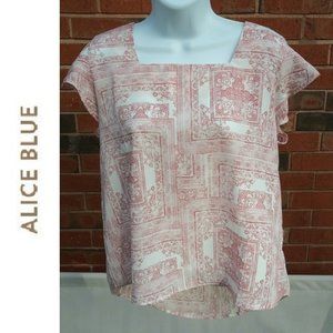 Alice Blue Top Square Neck Flutter Sleeve Shirt